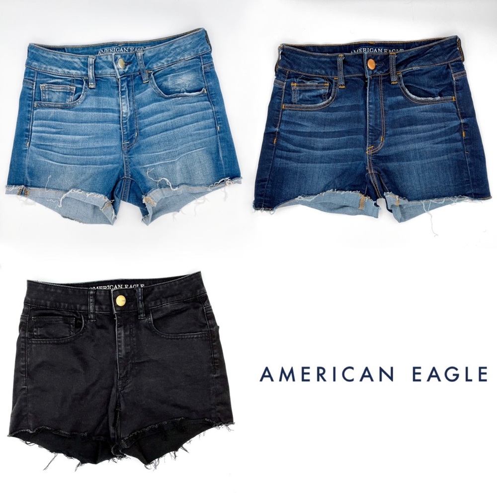(3) American Eagle Outfitters Super Stretch Hi-Rise Jean Shorties | Size: 6